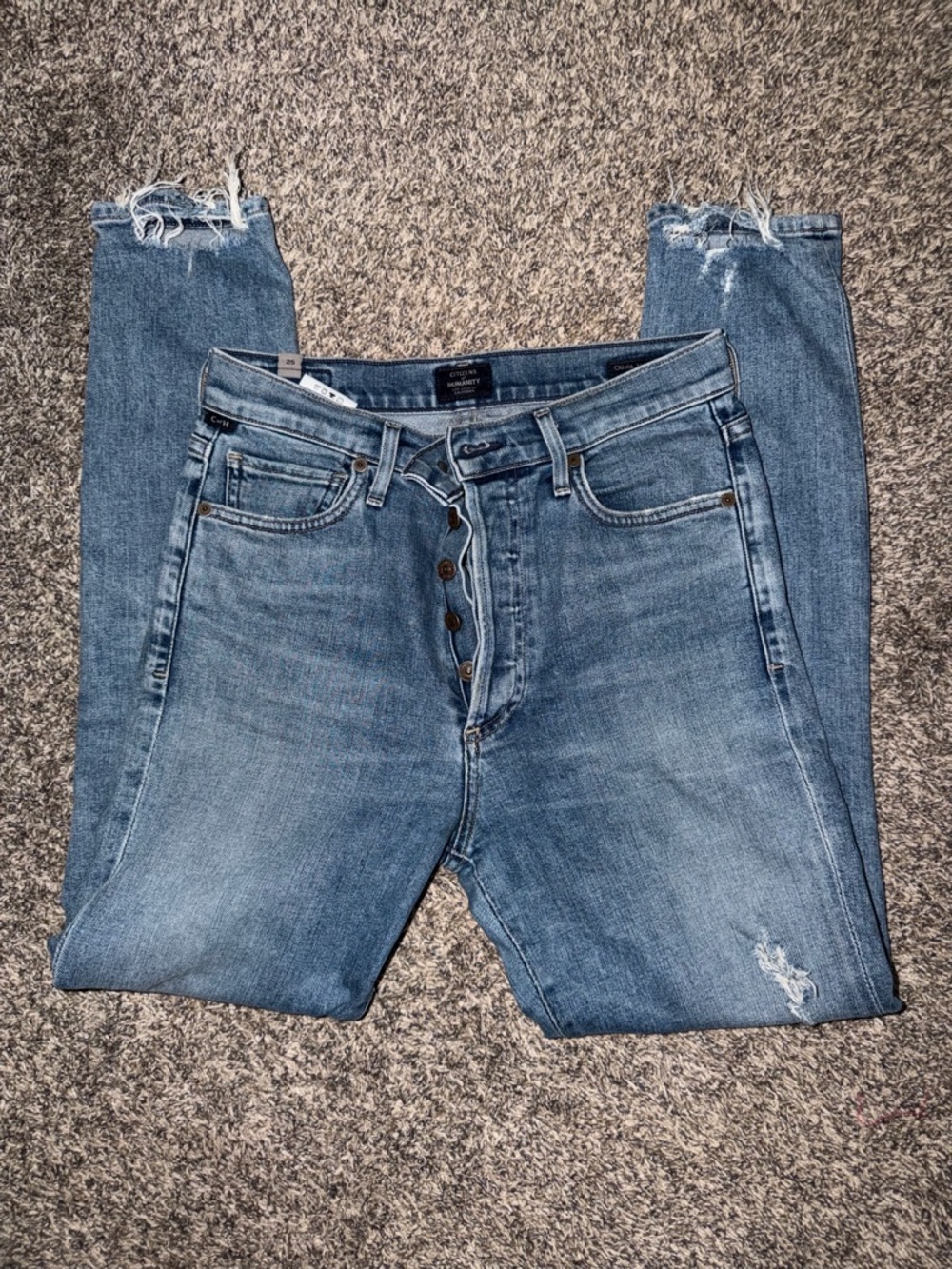 Citizens Of Humanity Light Blue Slim Straight Jeans with Button Fly